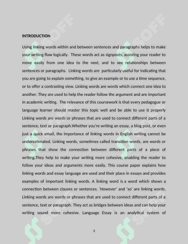 Linking words and essay language course work 3