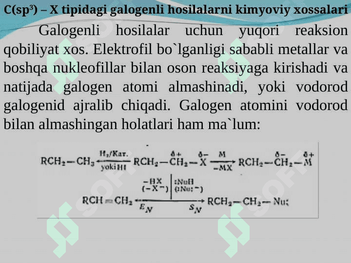 Monogalogenalkanlarning kimyoviy xossalari 4