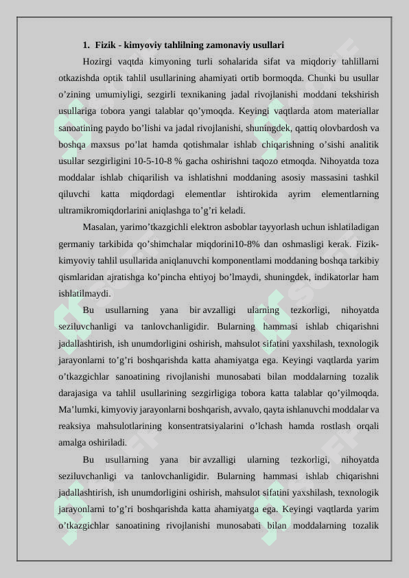 Zamonaviy elektrofizik - elektroximik ishlash usullari 2
