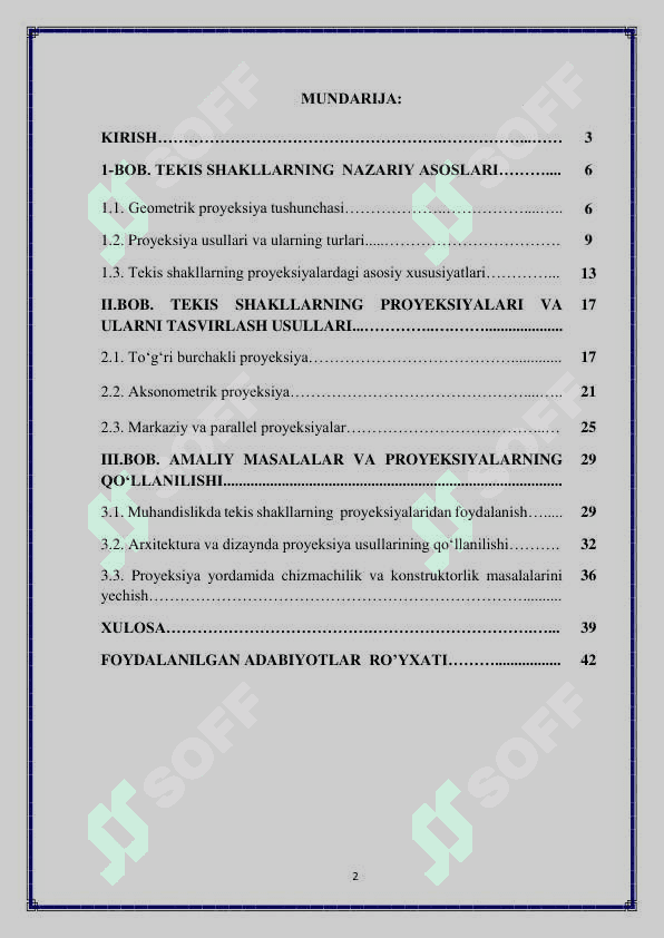 Tekis shakllarning proyeksiyalari 2