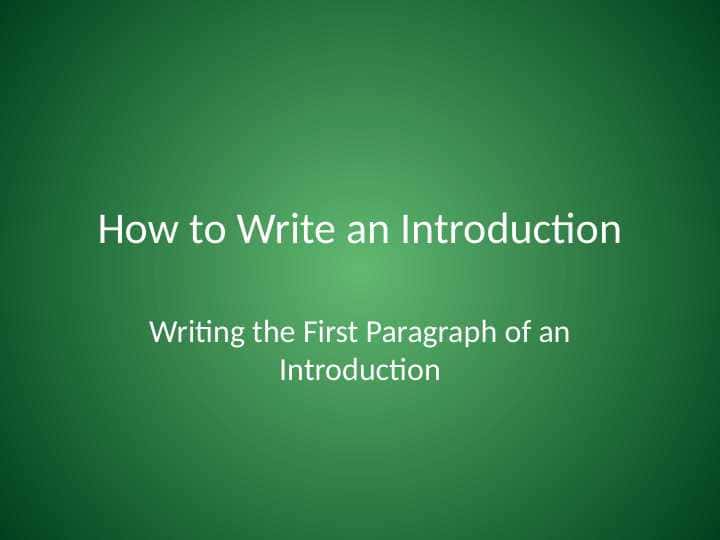 How to Write an Introduction