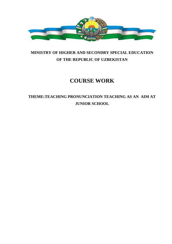 TEACHING PRONUNCIATION TEACHING AS AN  AIM AT  JUNIOR SCHOOL