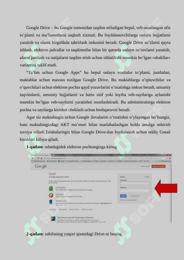 GOOGLE DOCS IMKONIYATLARI BILAN TANISHISH. GOOGLE DISC BILAN ISHLASH 2