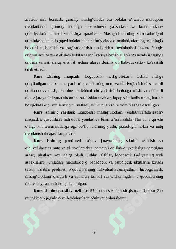 Logopedik mashg‘ulotlarni tashkil etishga qo‘yiladigan talablar 4