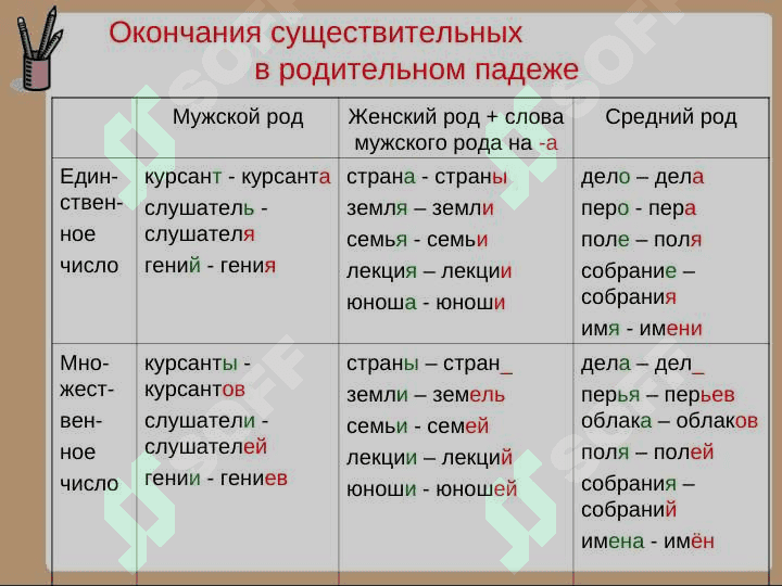 Падежи  имён  существительных 6