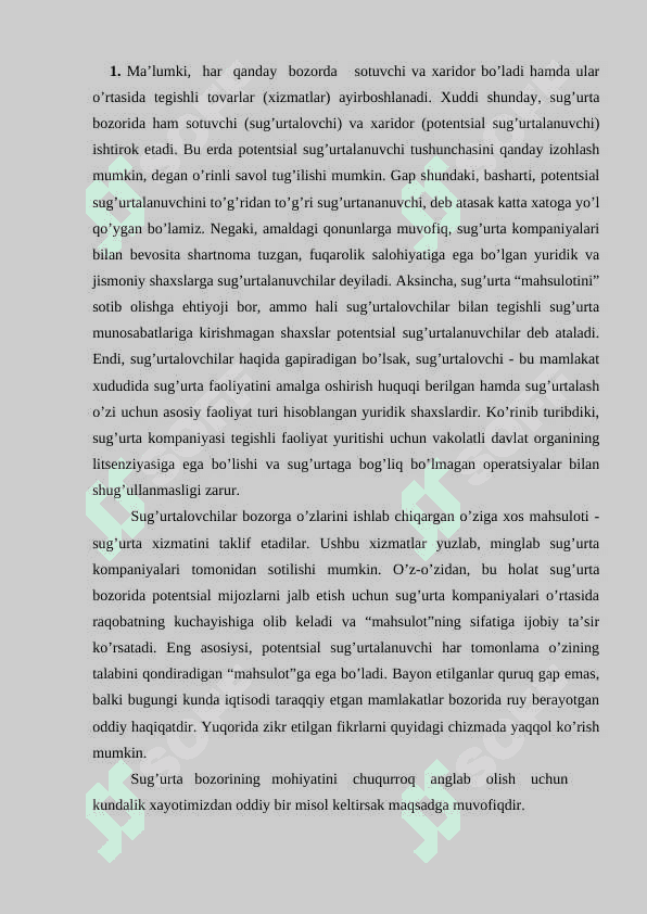 Sug’urta bozori va uni davlat tomonidan tartibga solish 2