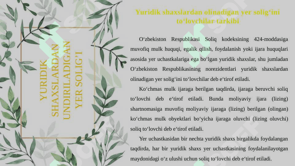 SOLIQLAR VA SOLIQQA TORTISH fanidan mustaqil ta'lim 3