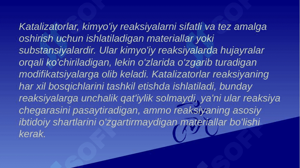 Katalizatorlarning ayrim kimyoviy xossalari 2