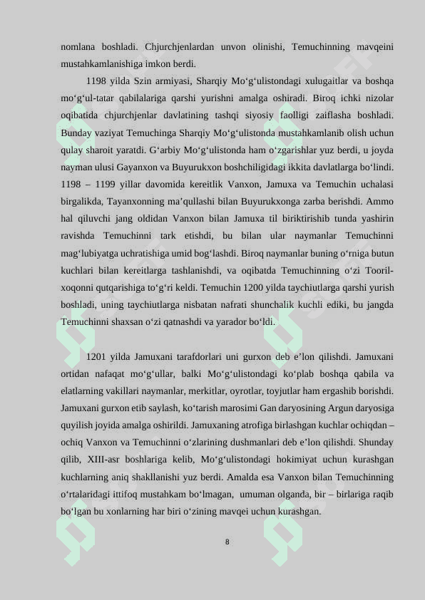 Chingizxonning markaziy osiyoga yurishlar 8