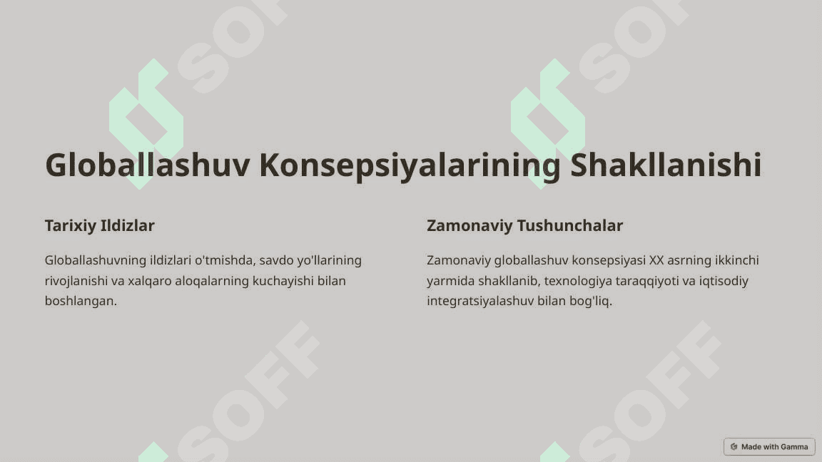 jahon iqtisodiyoti Globallashuvi:Konsepsiyalar va oqibatlar 2