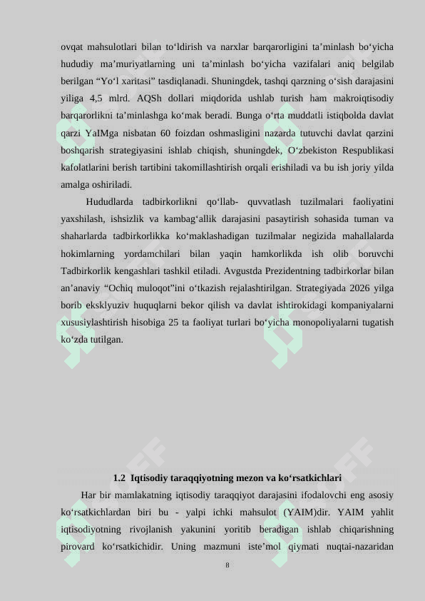IQTISODIY KO'RSATKICHLARNI TASNIFLASH 8