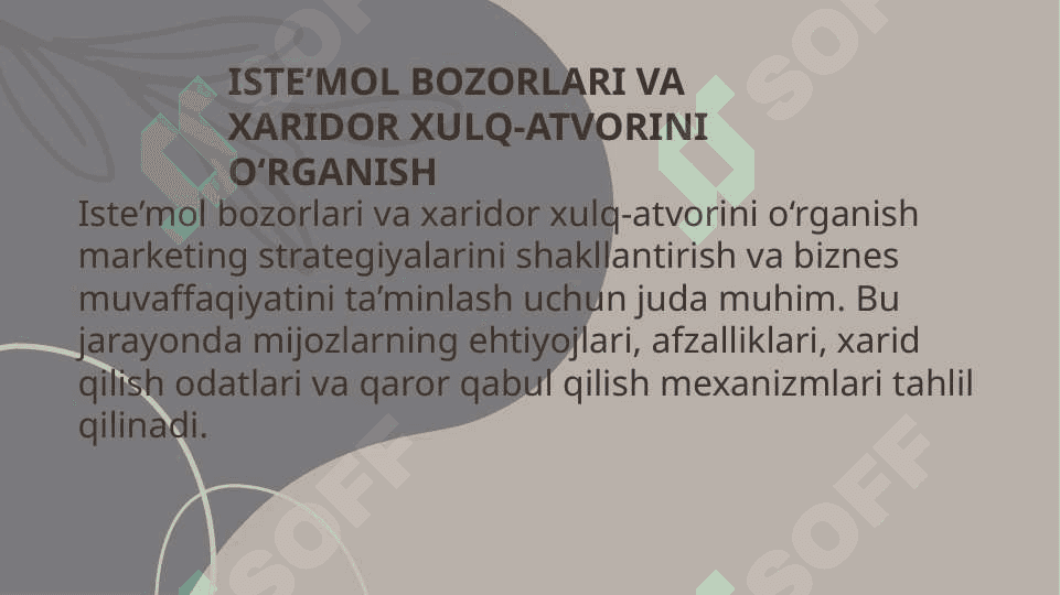 ISTE’MOL BOZORLARI VA XARIDOR XULQ-ATVORINI O‘RGANISH 3