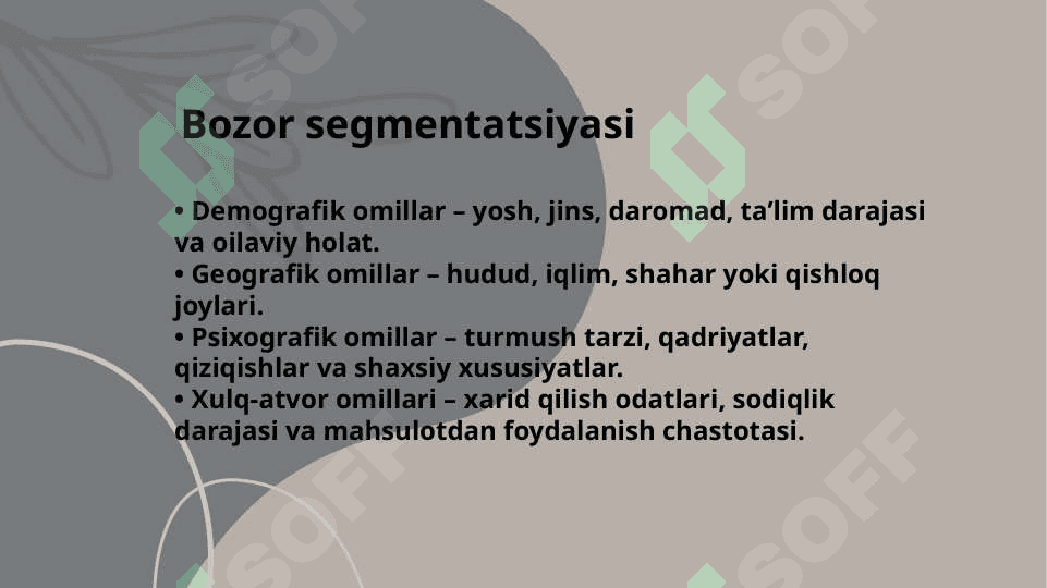ISTE’MOL BOZORLARI VA XARIDOR XULQ-ATVORINI O‘RGANISH 4