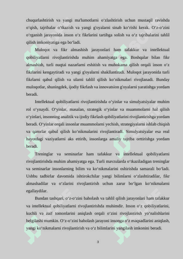 Tafakkur va intellektual qobiliyatlar 3
