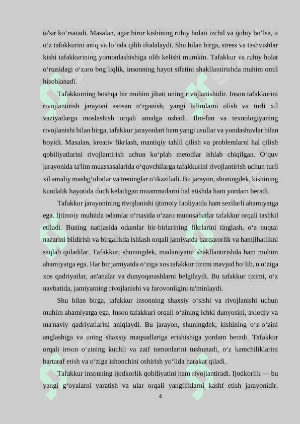 Tafakkur va intellektual qobiliyatlar 6