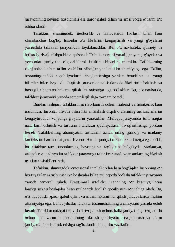 Tafakkur va intellektual qobiliyatlar 8