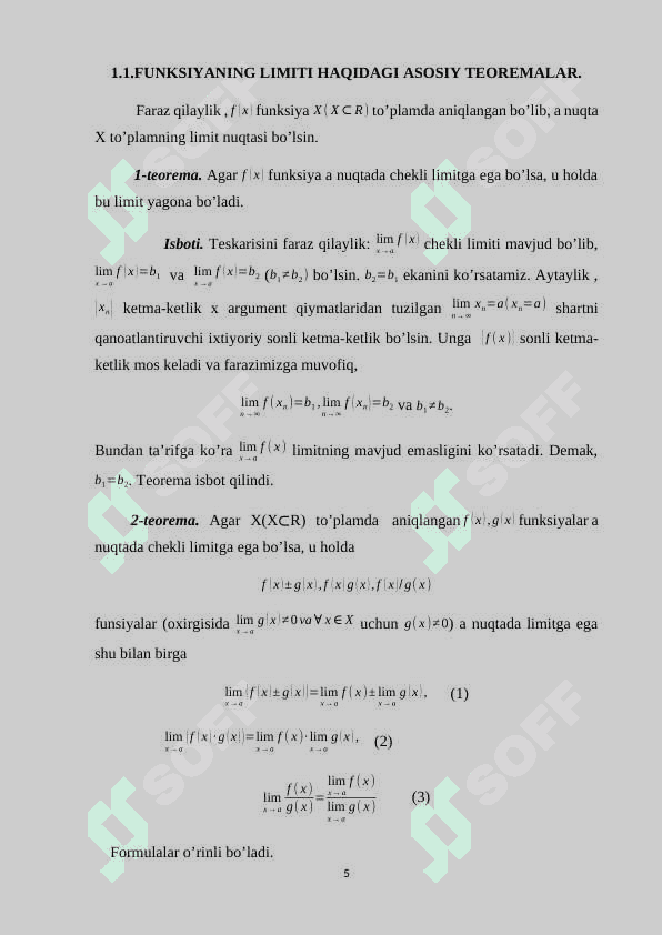 ANIQMASLIKLARNI OCHISH. LOPITAL QOIDALARI. 5