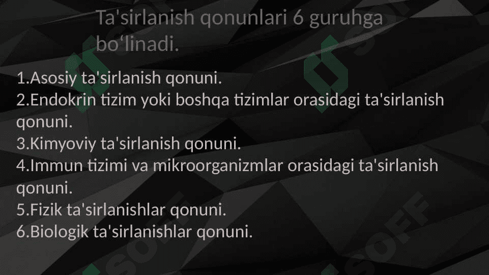 Ta'sirlanish qonunlarining tibbiyotdagi   ahamiyati 4