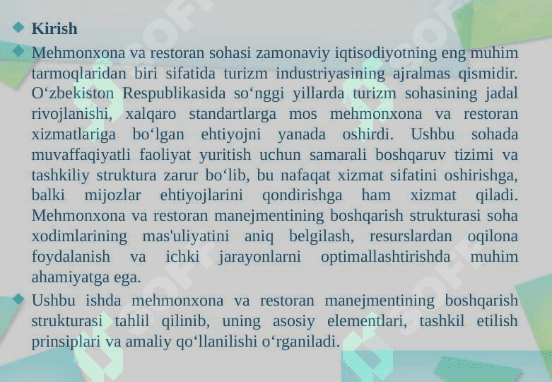 Mehmonxonalarning tashkiliy-boshqarish tuzilmasi 2