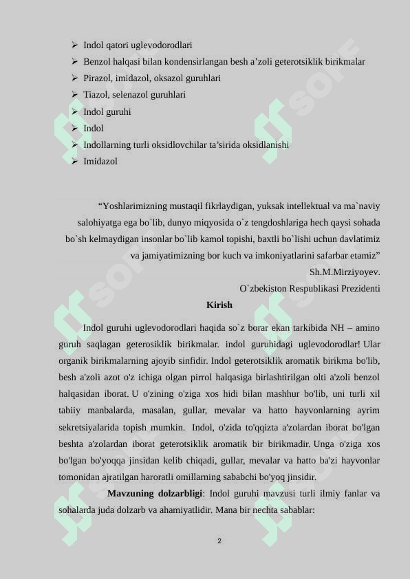 Indol qatori uglevodorodlari 2