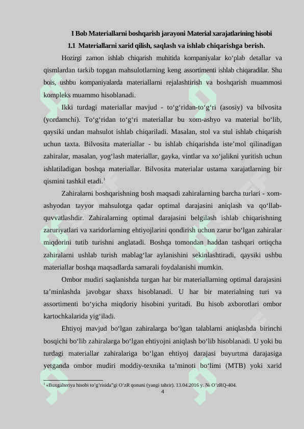 MATERIAL XARAJATLARINING HISOBI 4