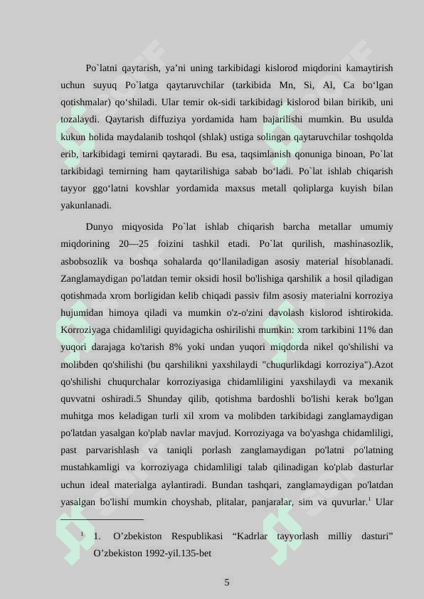 Po`lat ishlab chiqarish va uning tarixi 5