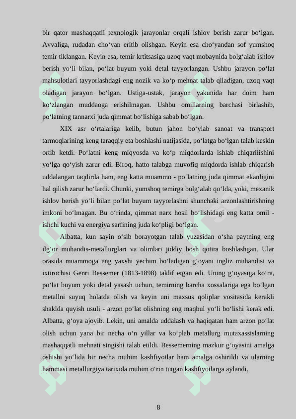 Po`lat ishlab chiqarish va uning tarixi 8