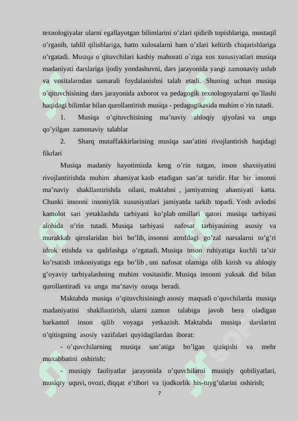 MUSIQA O’QITUVCHISIGA BO’LGAN ZAMONAVIY TALABLAR 7