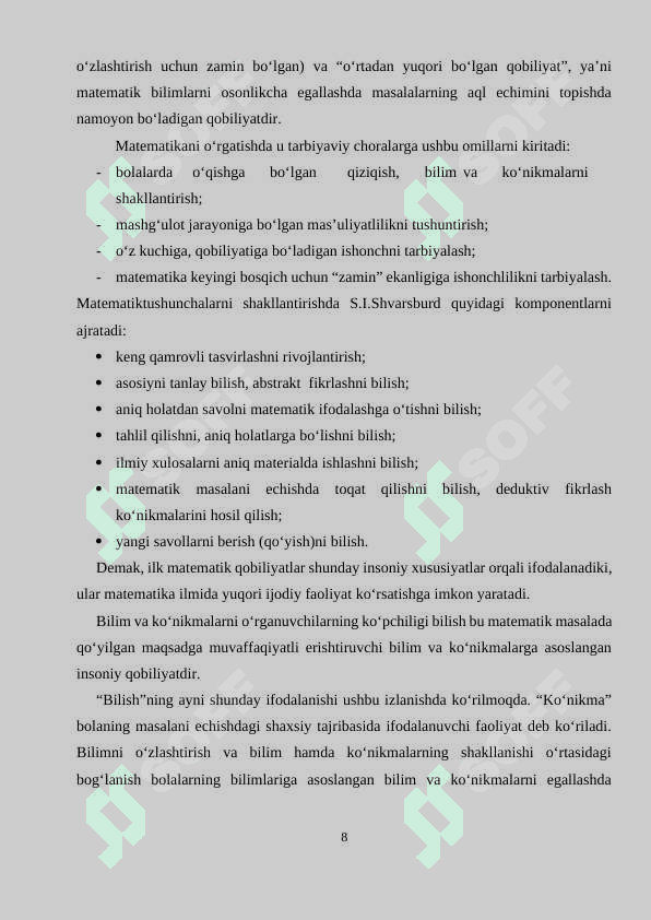 maktabgacha yoshdagi bolalarning matematik tasavvurlarini rivojlantirishning o`qitish usullari va metodlari 8
