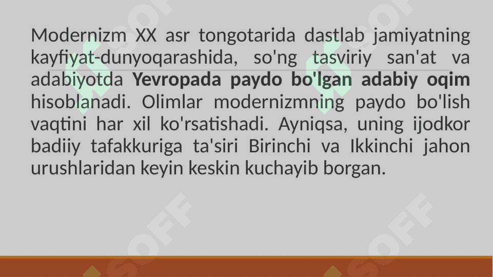 Modernizm va postmodernizm oqimlari 2