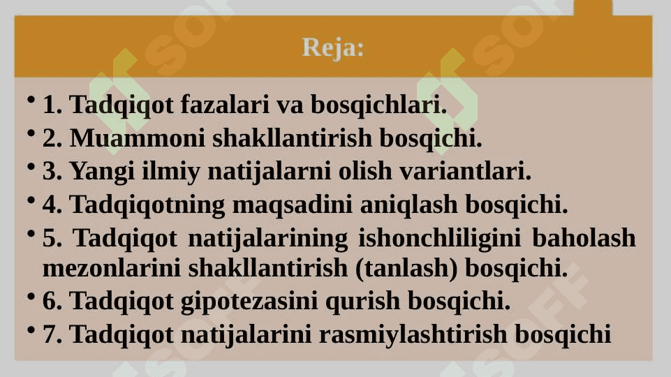 TADQIQOT JARAYONI BOSQICHLARI 2