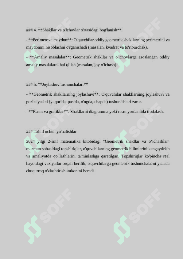 TIMSS xalqaro baholash dasturida "Geometrik shakllar va o‘lchashlar " mazmun sohasiga oid topshiriqlar 2
