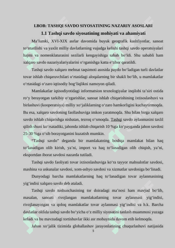 O‘zbekiston Respublikasining tashqi savdo siyosati. 5