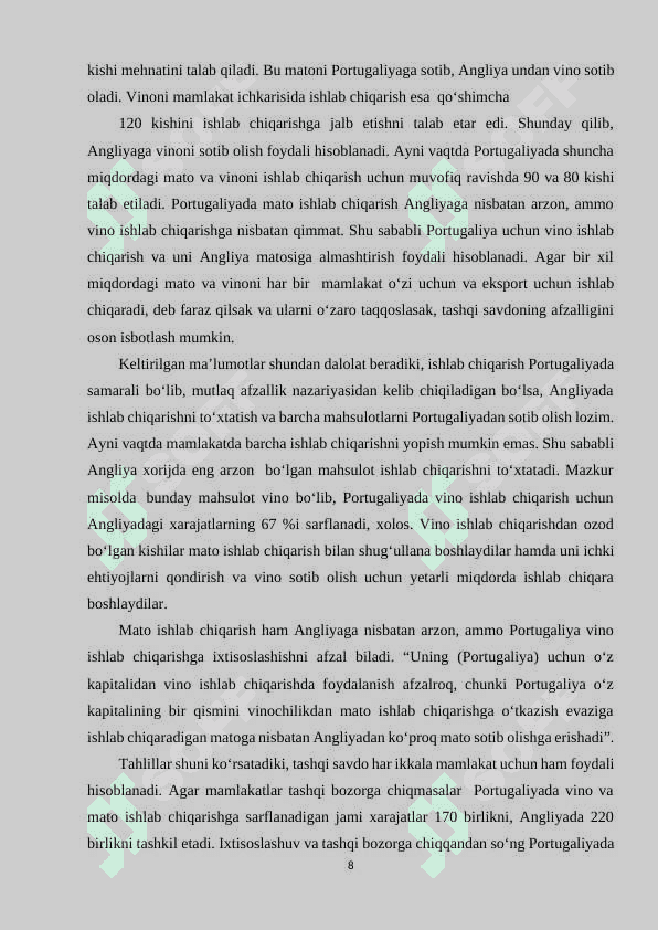 O‘zbekiston Respublikasining tashqi savdo siyosati. 8