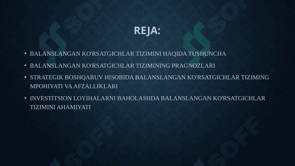 BALANSLANGAN KO'RSATGICHLAR TIZIMINING MOHIYATI 2