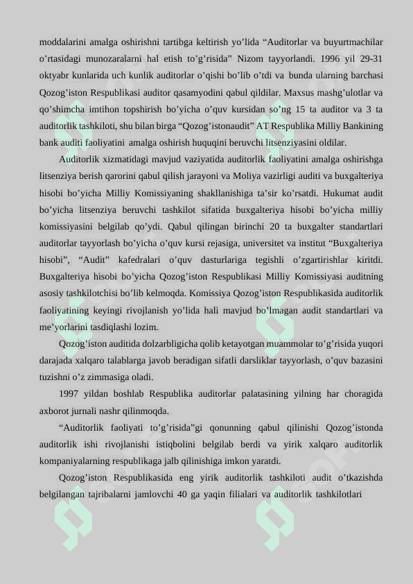 Qozog’iston Respublikasida auditorlik faoliyati 2