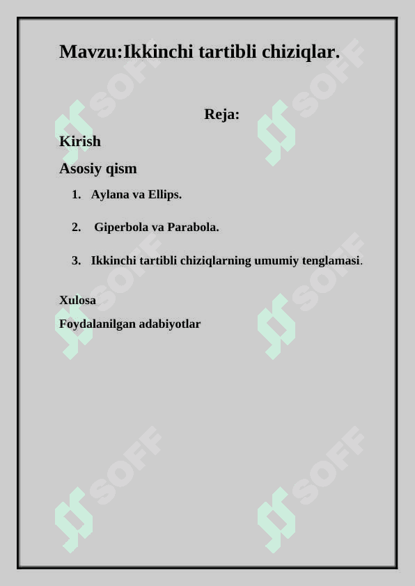 Ikkinchi tartibli chiziqlar 2