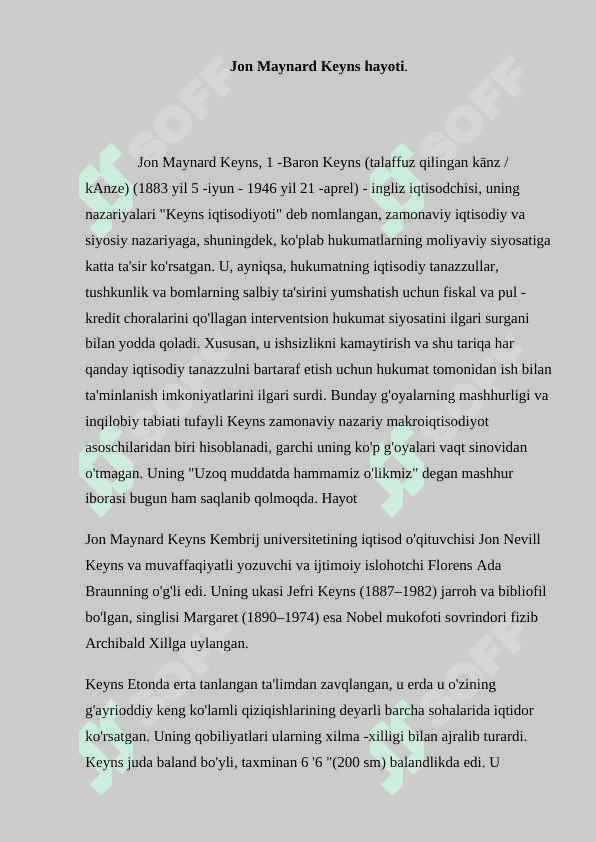 Jon Maynard Keyns talimoti. 2