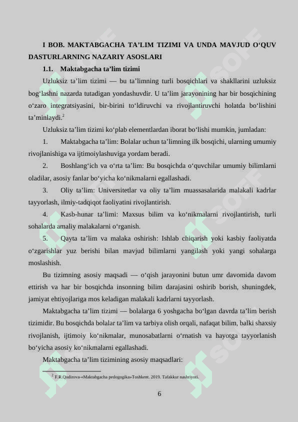 Takomillashtirilgan “Ilk qadam” davlat o‘quv dasturi. 6