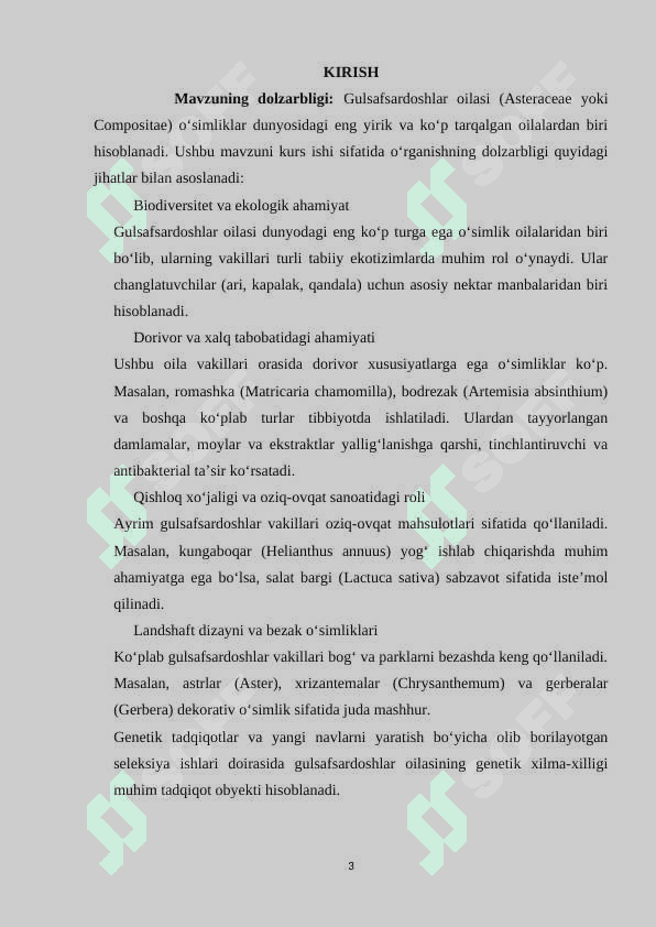 Gulsafsardoshlar oilasi 3