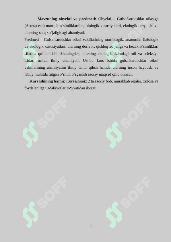 Gulsafsardoshlar oilasi 5