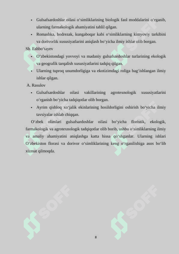 Gulsafsardoshlar oilasi 8