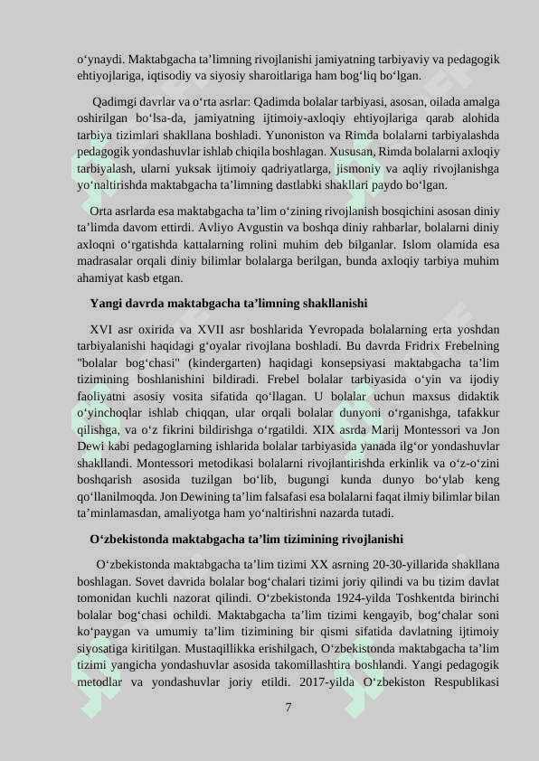 Maktabgacha ta’lim tashkiloti rahbari va uning faoliyati 7