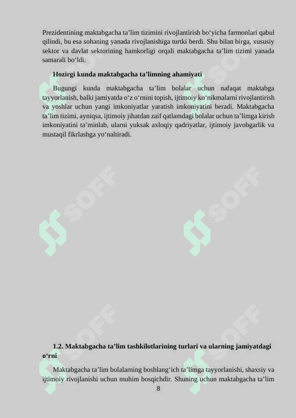Maktabgacha ta’lim tashkiloti rahbari va uning faoliyati 8