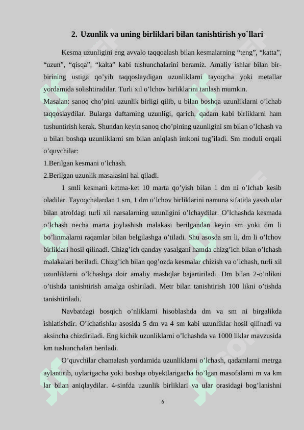 Asosiy miqdorlar ustida ishlash metodikasi 6