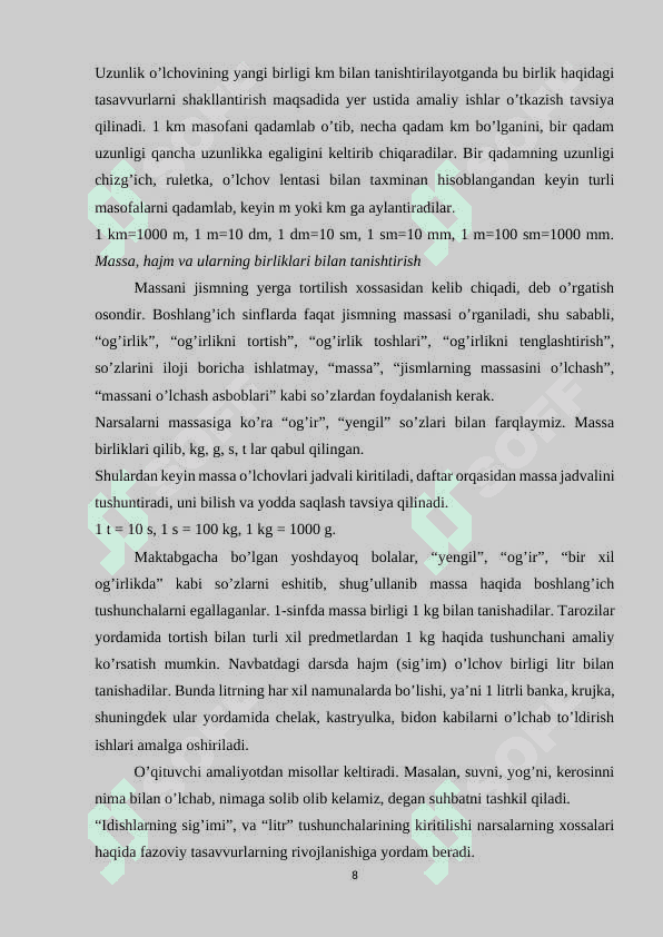 Asosiy miqdorlar ustida ishlash metodikasi 8
