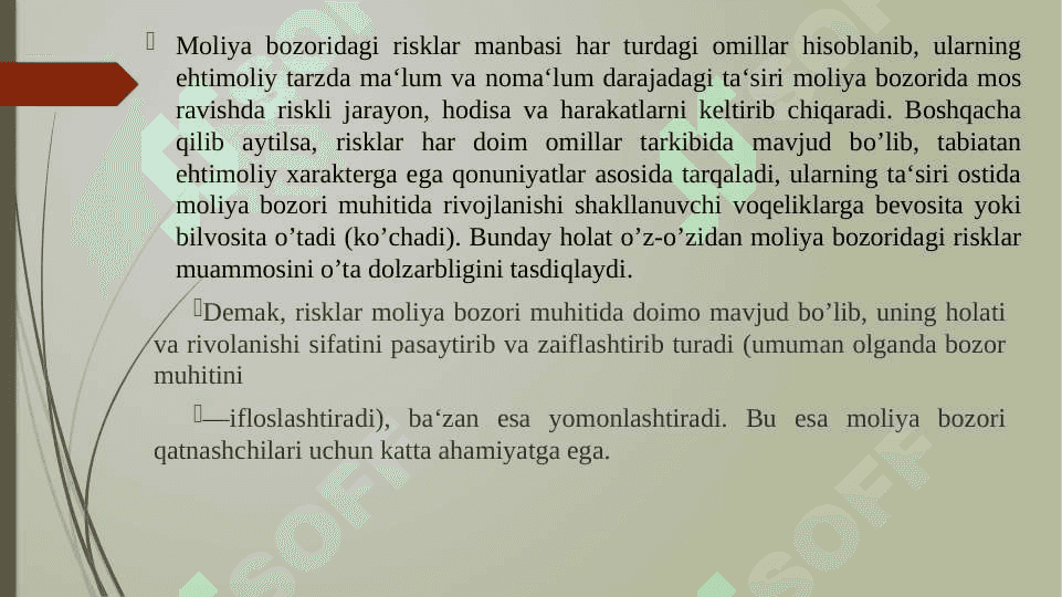 Moliya bozori risklari va ularni baholash va boshqarish 4