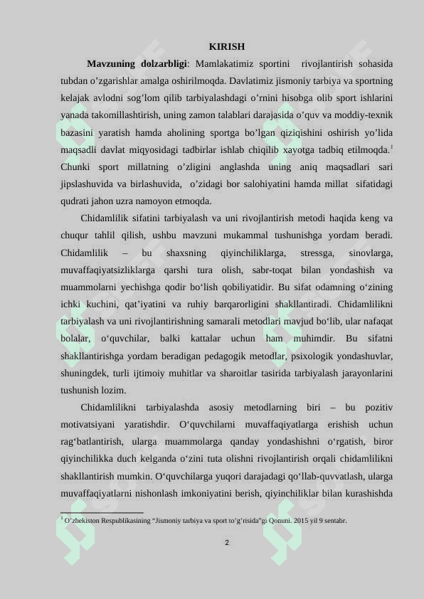 Chidamlilik sifatini tarbiyalash va uni rivojlantirish metodi 2