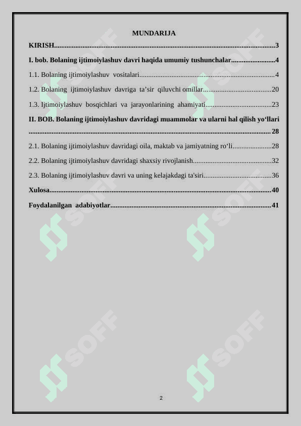 BOLANING ILK IJTIMOIYLASHUV DAVRI 2