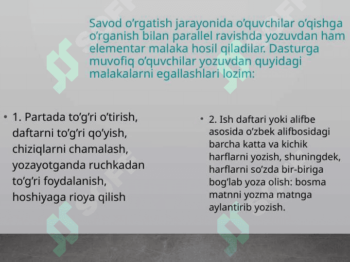 YOZMA ISH TURLARI  VA UNGA QO'YILADIGAN TALABLAR. 5